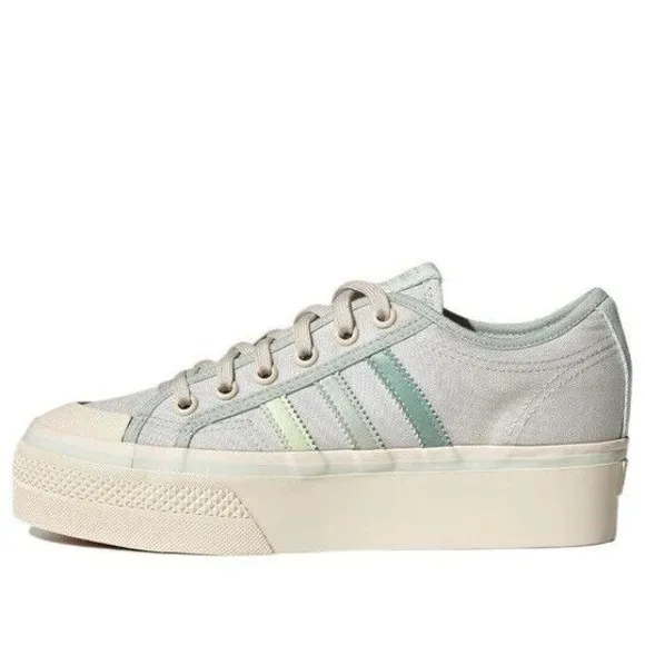 WOMENS Adidas Nizza Platform Cream White Green GX4605