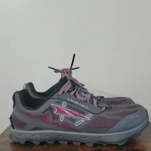 Womens Altra Lone Peak 4 Hiking Shoes Size 8.5 Burgundy Grey Gaiter Trap
