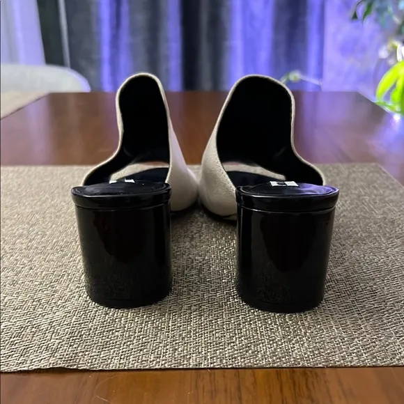 Women's Beige Tassel Block Heel Mules