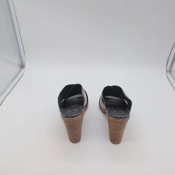 Women's Black and White Polka Dot Heeled Mules Mivolla By Marc Fisher