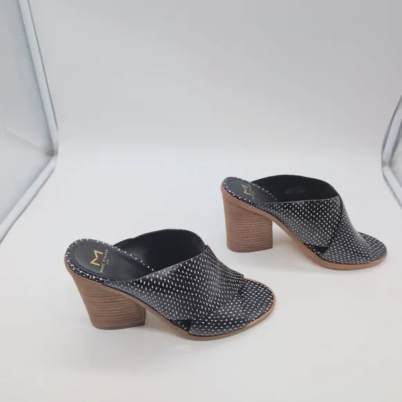 Women's Black and White Polka Dot Heeled Mules Mivolla By Marc Fisher