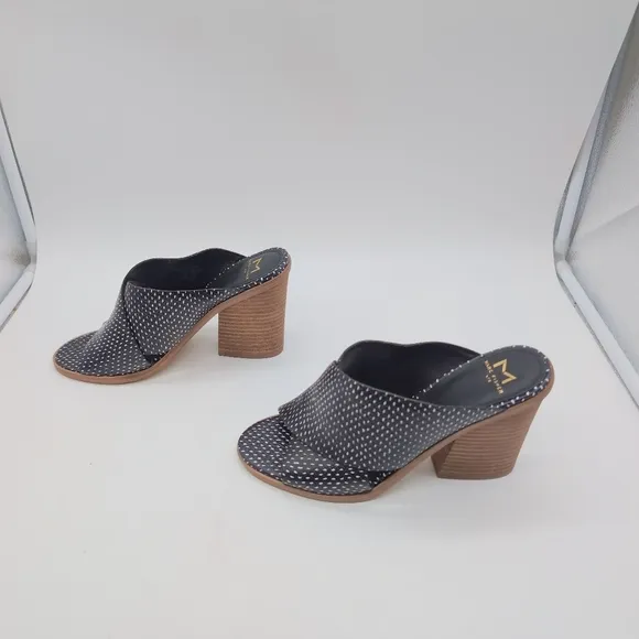 Women's Black and White Polka Dot Heeled Mules Mivolla By Marc Fisher