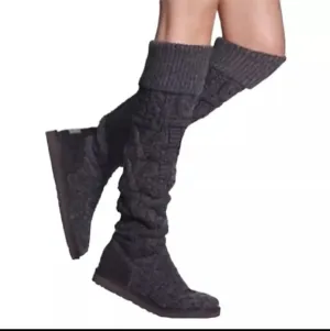 Women's‎ Black Knit Knee-High Boots