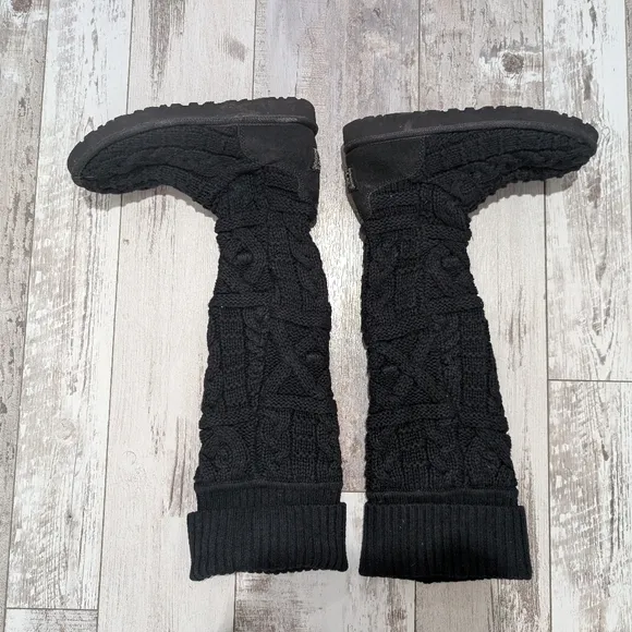 Women's‎ Black Knit Knee-High Boots