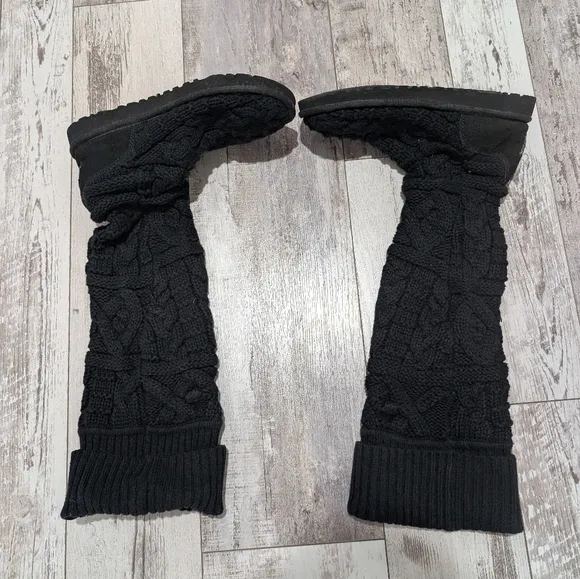 Women's‎ Black Knit Knee-High Boots