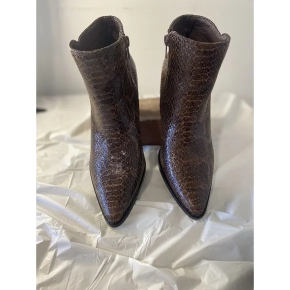 Women's Coconuts by Matisse Brown Snake Skin Pointed Toe Astoria Booties-Size 8M