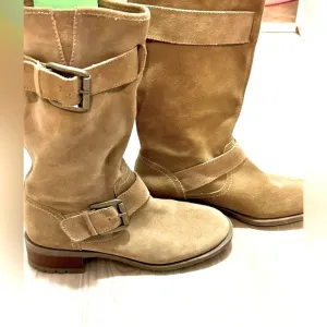Women's Jessica Simpson Suede Buckle Boots -Tan Size 8