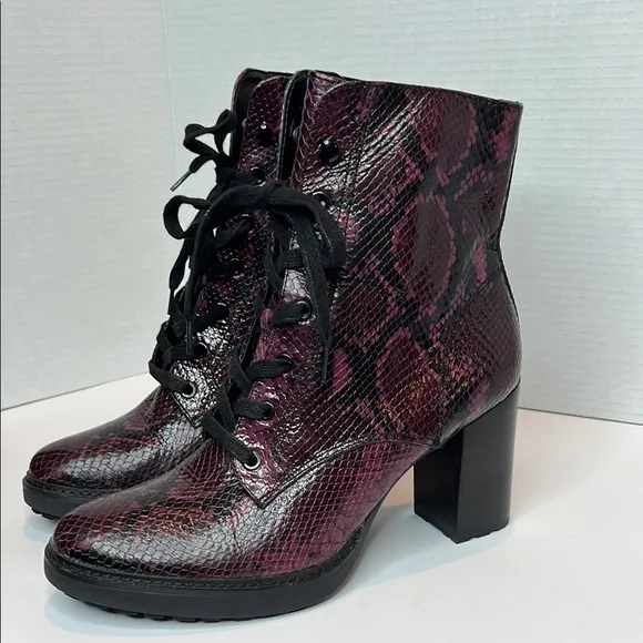 Women's Naturalizer Callie Burgundy Snake Lace-Up Heeled Boots