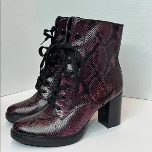 Women's Naturalizer Callie Burgundy Snake Lace-Up Heeled Boots