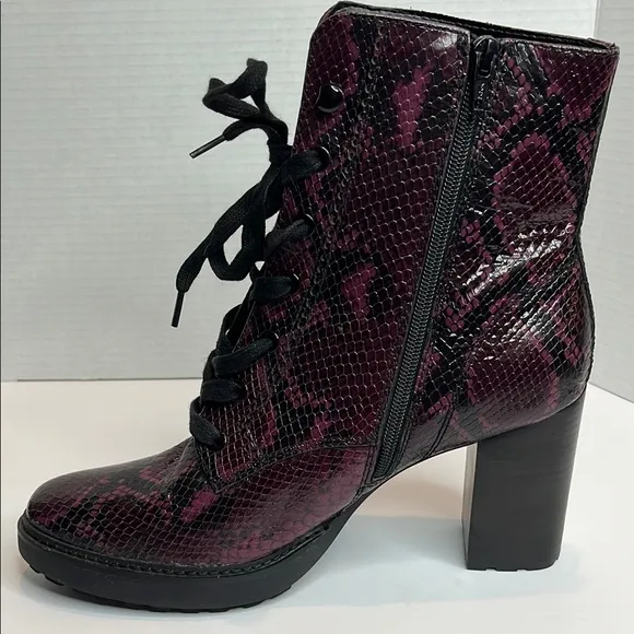 Women's Naturalizer Callie Burgundy Snake Lace-Up Heeled Boots