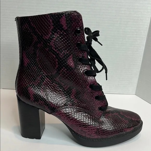 Women's Naturalizer Callie Burgundy Snake Lace-Up Heeled Boots