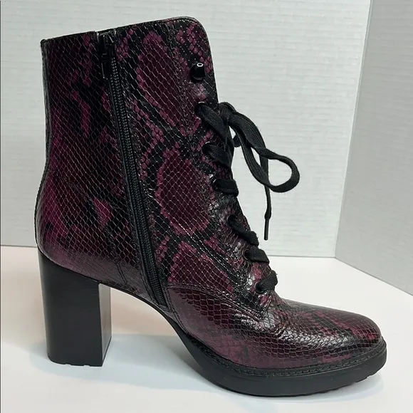 Women's Naturalizer Callie Burgundy Snake Lace-Up Heeled Boots