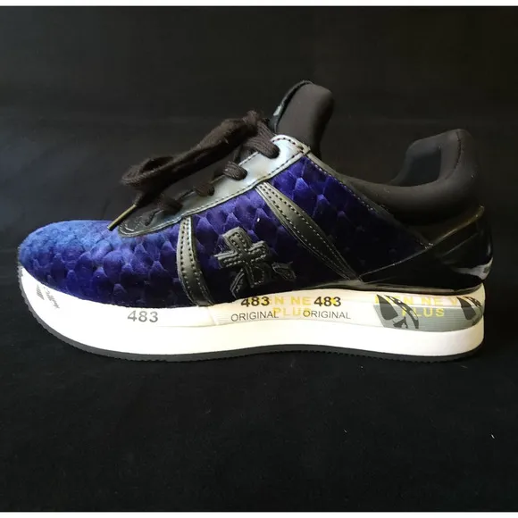 Womens Rare PREMIATA Liz Blue Fabric Sneakers Trendy VAR 3354 Size 6.5 US EUR 37
