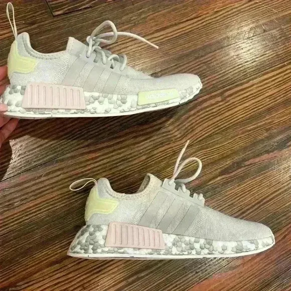 Women’s Sz 7 adidas NMD_R1 Color Splash - Grey Lime W running training sneaker
