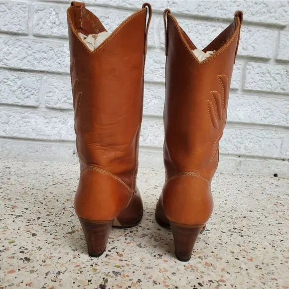 Women's Vintage 70s tan cowboy boots women's 8.5
