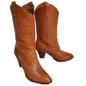 Women's Vintage 70s tan cowboy boots women's 8.5