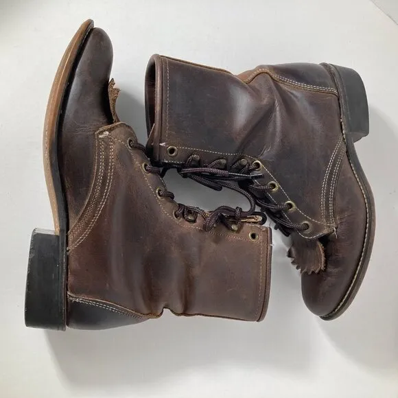Womens Vintage Laredo Kiltie Leather Boots Brown 7 Made in USA