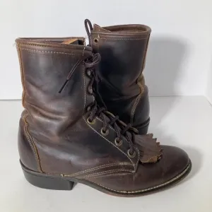 Womens Vintage Laredo Kiltie Leather Boots Brown 7 Made in USA