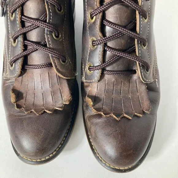 Womens Vintage Laredo Kiltie Leather Boots Brown 7 Made in USA