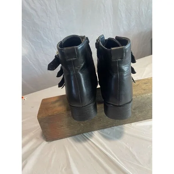 Women's Yoki Jannat‎ Black Strappy &amp; Studded Ankle Boots- Size 8-Very Nice