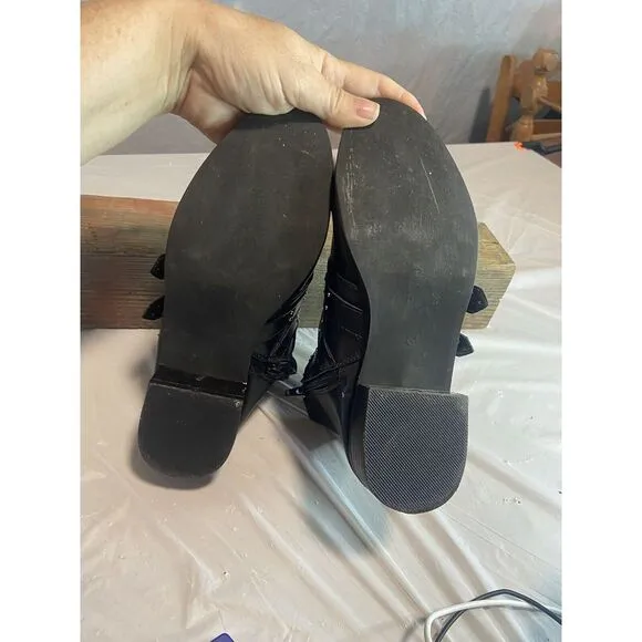 Women's Yoki Jannat‎ Black Strappy &amp; Studded Ankle Boots- Size 8-Very Nice