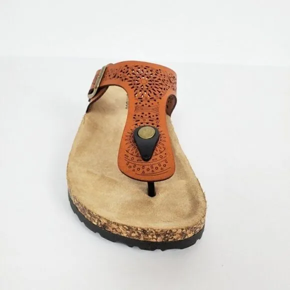 Women's Casual Slip On Thonhg Sandals Color Brown