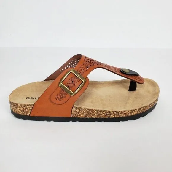 Women's Casual Slip On Thonhg Sandals Color Brown
