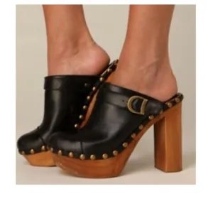 Woodies by Jeffrey Campbell Charli C Black Leather Platform Clog Size 9M