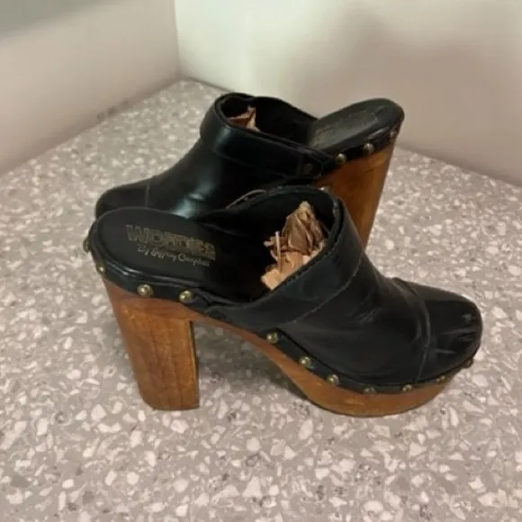 Woodies by Jeffrey Campbell Charli C Black Leather Platform Clog Size 9M