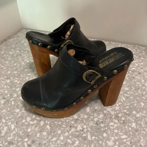 Woodies by Jeffrey Campbell Charli C Black Leather Platform Clog Size 9M