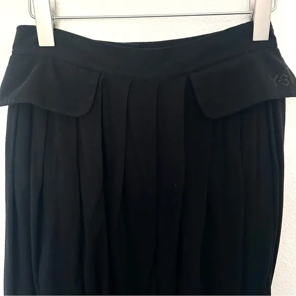 Y-3 Yohji Yamamoto Adidas Maxi Skirt Logo Flap Pocket Cotton Black Size XS