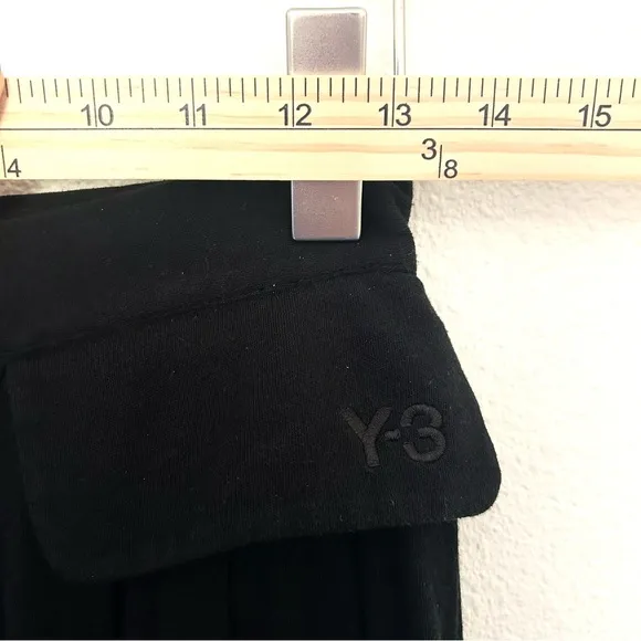 Y-3 Yohji Yamamoto Adidas Maxi Skirt Logo Flap Pocket Cotton Black Size XS