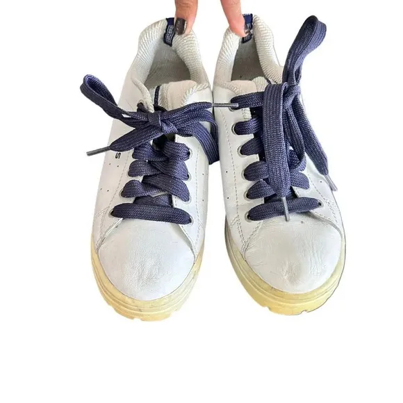 Y2K Skechers Chunky Platform Sneakers Shoes Womens 8 Leather White 90s Vintage