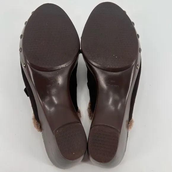 Y2K Stuart Weitzman Chunky Slip On Suede Clogs Platform Shoes Size 9.5