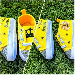 Yellow Queen Bee Embellished Baby Shoes