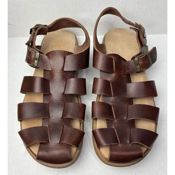 Yogi Womens 9‎ Elba Sandals Leather Mahogany Brown Negative Sole EU40 Boho