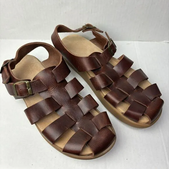 Yogi Womens 9‎ Elba Sandals Leather Mahogany Brown Negative Sole EU40 Boho