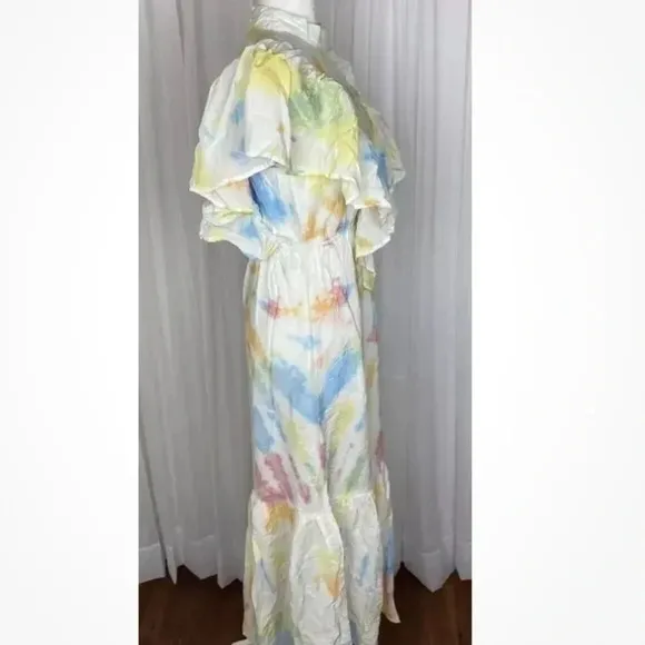 Young Fabulous &amp; Broke Cruz Open Back Ruffled Maxi Dress Papaya Summer of Love S