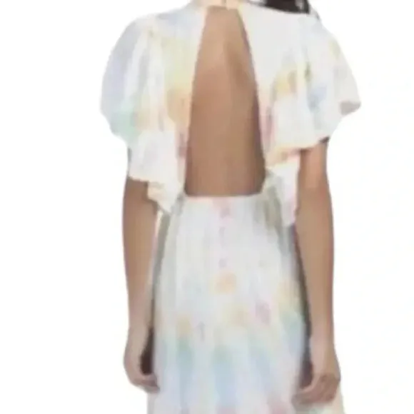 Young Fabulous &amp; Broke Cruz Open Back Ruffled Maxi Dress Papaya Summer of Love S