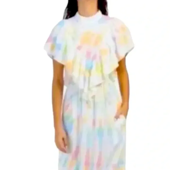 Young Fabulous &amp; Broke Cruz Open Back Ruffled Maxi Dress Papaya Summer of Love S