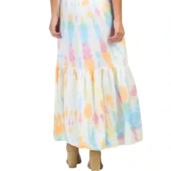 Young Fabulous &amp; Broke Cruz Open Back Ruffled Maxi Dress Papaya Summer of Love S