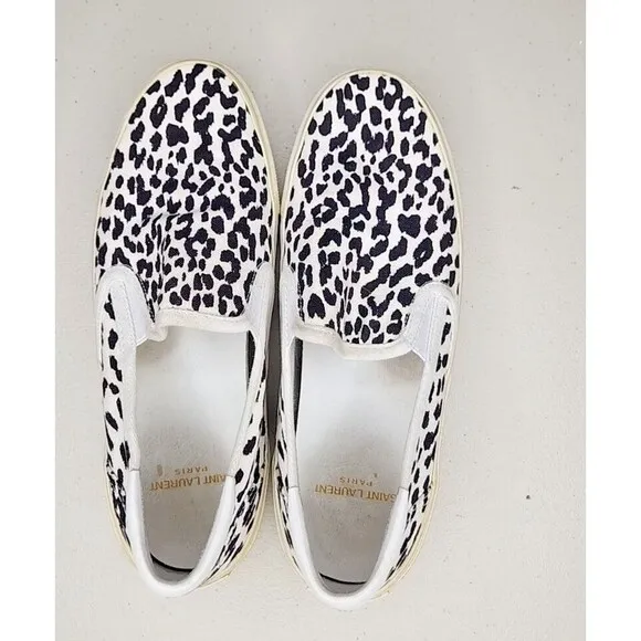 YSL Saint Laurent Babycat slip-on Sneakers Shoes  Womens 37.5 US-7.5
