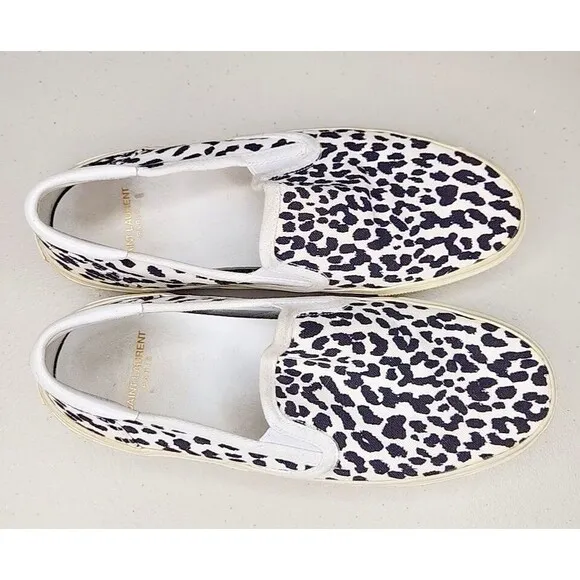 YSL Saint Laurent Babycat slip-on Sneakers Shoes  Womens 37.5 US-7.5