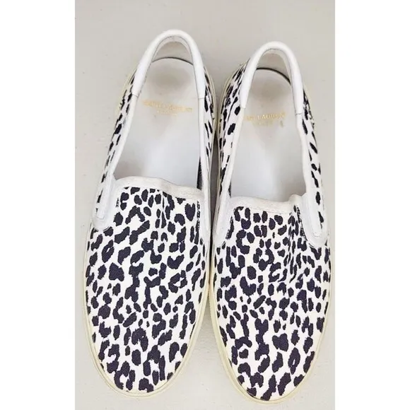YSL Saint Laurent Babycat slip-on Sneakers Shoes  Womens 37.5 US-7.5