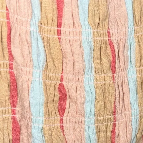 Z Supply Striped Jazmin Cotton Gauze Flowy Boho Summer Square Neck Maxi Dress L