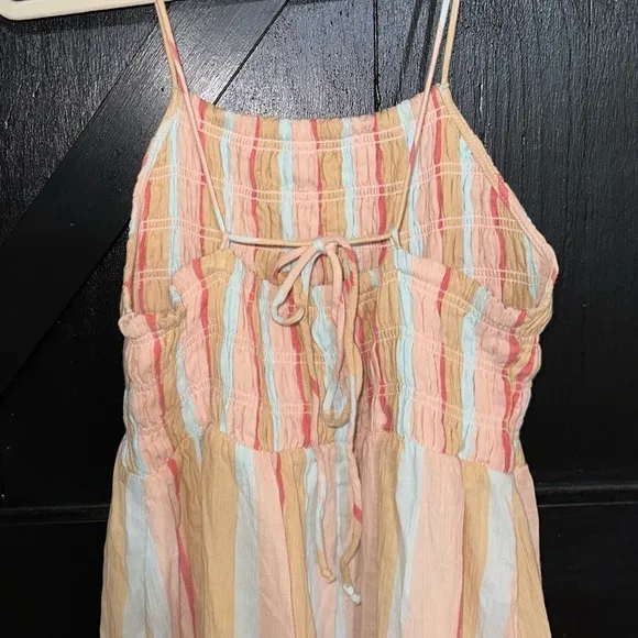 Z Supply Striped Jazmin Cotton Gauze Flowy Boho Summer Square Neck Maxi Dress L