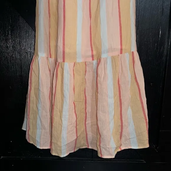 Z Supply Striped Jazmin Cotton Gauze Flowy Boho Summer Square Neck Maxi Dress L
