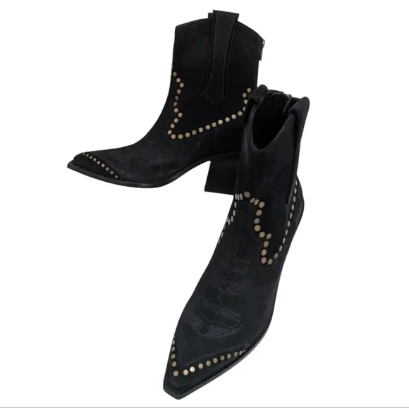 Zadig &amp; Voltaire Cara High Studded Suede Cowboy Western Boots ..Size 40//US 9