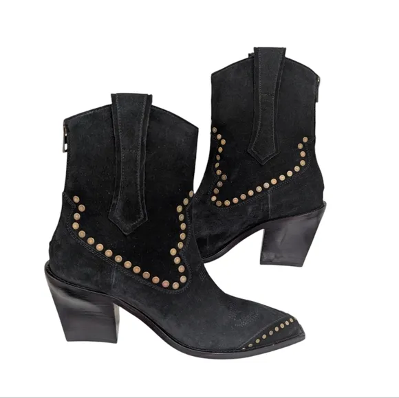 Zadig &amp; Voltaire Cara High Studded Suede Cowboy Western Boots ..Size 40//US 9