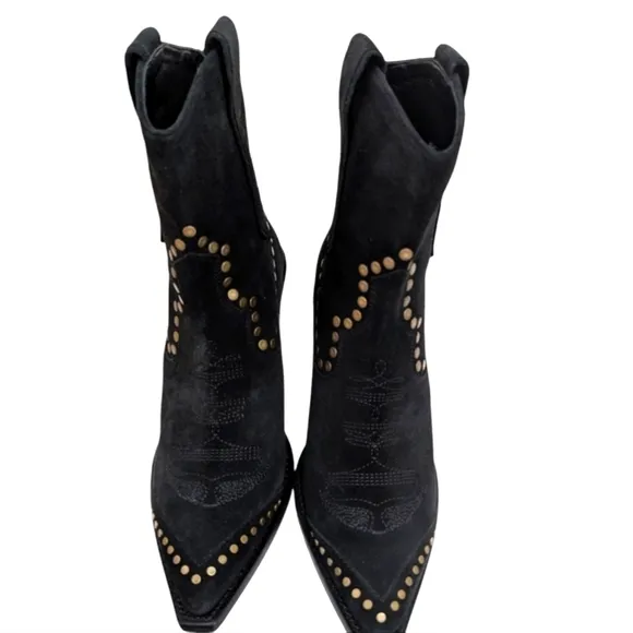 Zadig &amp; Voltaire Cara High Studded Suede Cowboy Western Boots ..Size 40//US 9
